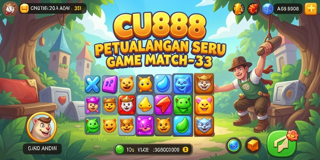 Tampilan gameplay CU888 dengan tantangan mencocokkan buah-buahan.
