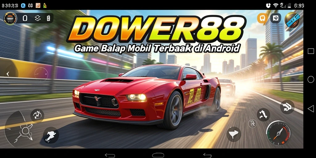 Tangkapan layar gameplay DOWER88 dengan aksi balap yang mendebarkan.