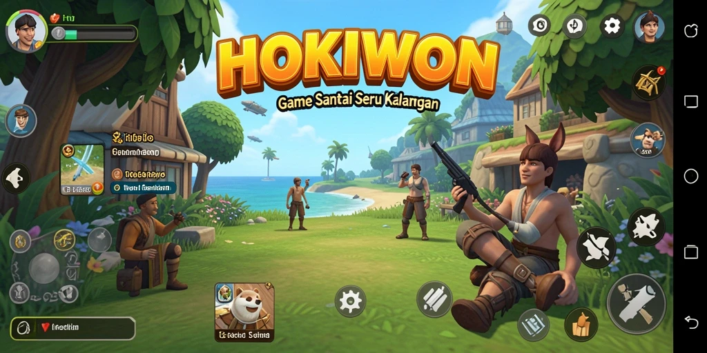 Tampilan gameplay HOKIWON yang cerah dan mengasyikkan.