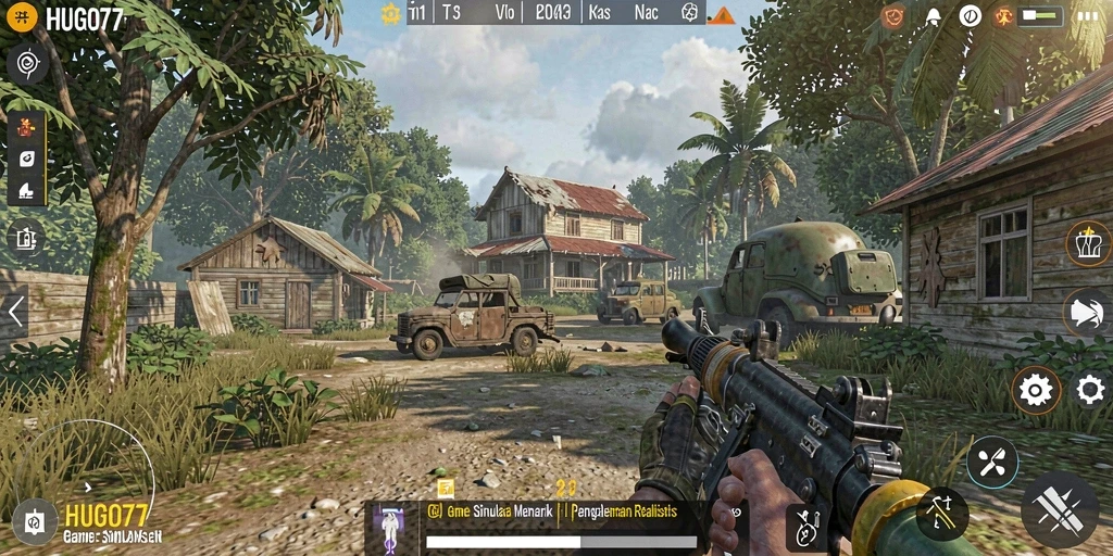 Tampilan gameplay HUGO77 yang menarik dengan interaksi karakter dan lingkungan.