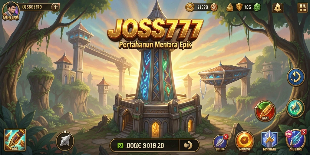 Tampilan gameplay menarik dari JOSS777 dalam mode Tower Defense.