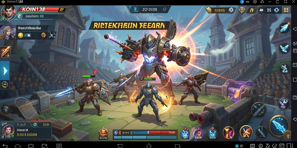 Gameplay KOIN138 mempertahankan menara dari serangan musuh.