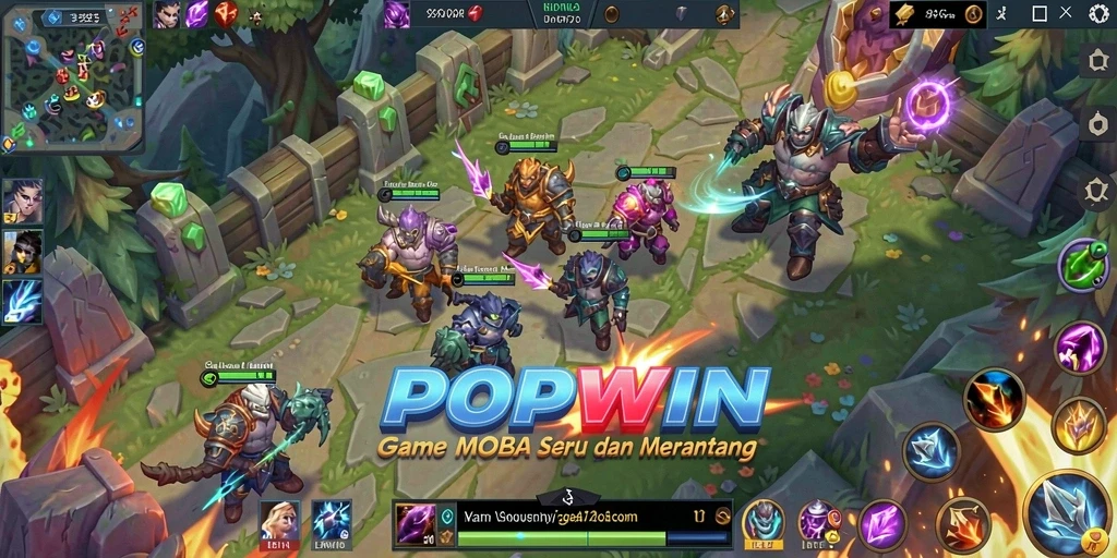 Gameplay seru di arena pertempuran POPWIN, penuh strategi dan aksi.