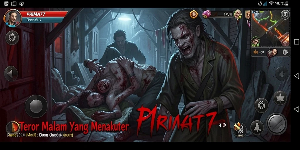 Tampilan gameplay menegangkan dari PRIMA77 dengan suasana Horror.