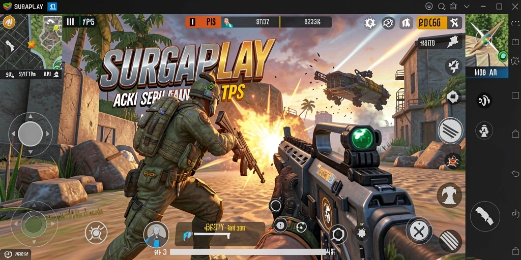 Tampilan gameplay menegangkan dalam SURGAPLAY yang memukau.