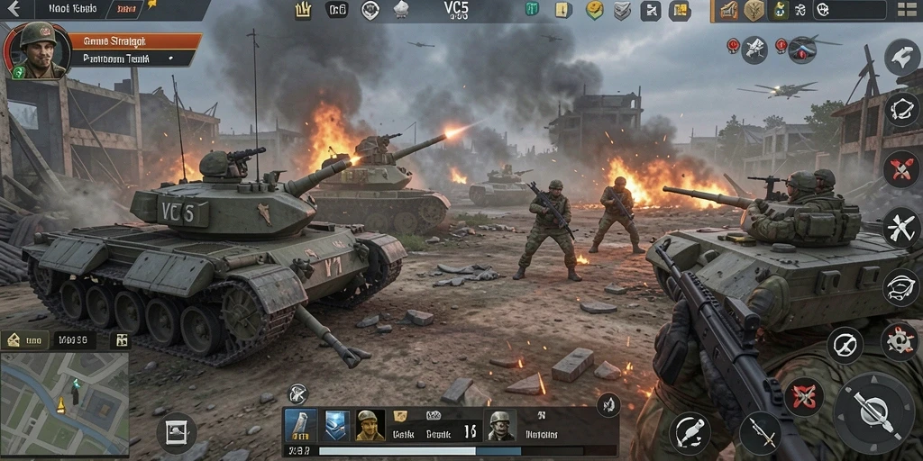 Screenshot VC5 menunjukkan aksi pertempuran seru dan strategi mendalam.